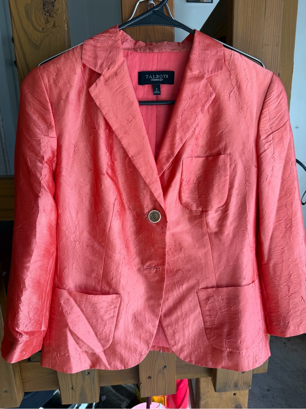 Talbots Coral Textured Single-Button Jacket